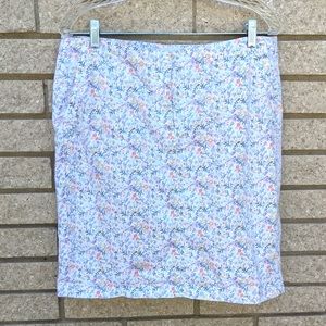 J Jill Skirt Live In Chino Cottagecore White Floral Pencil Size 12 Gardening EUC